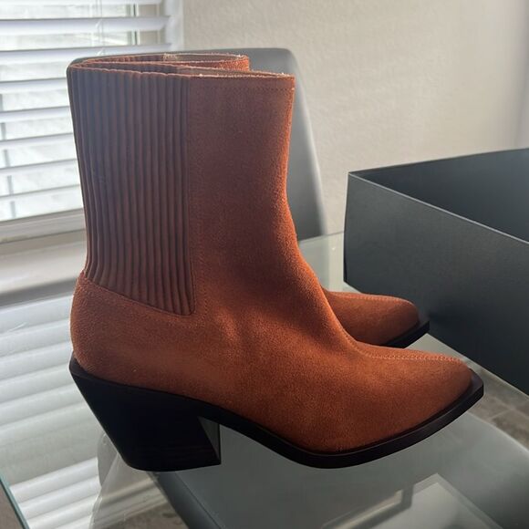 COACH Prestyn Ankle Booties Burnished Amber, Leather Suede, New, Size 9 - Picture 9 of 16